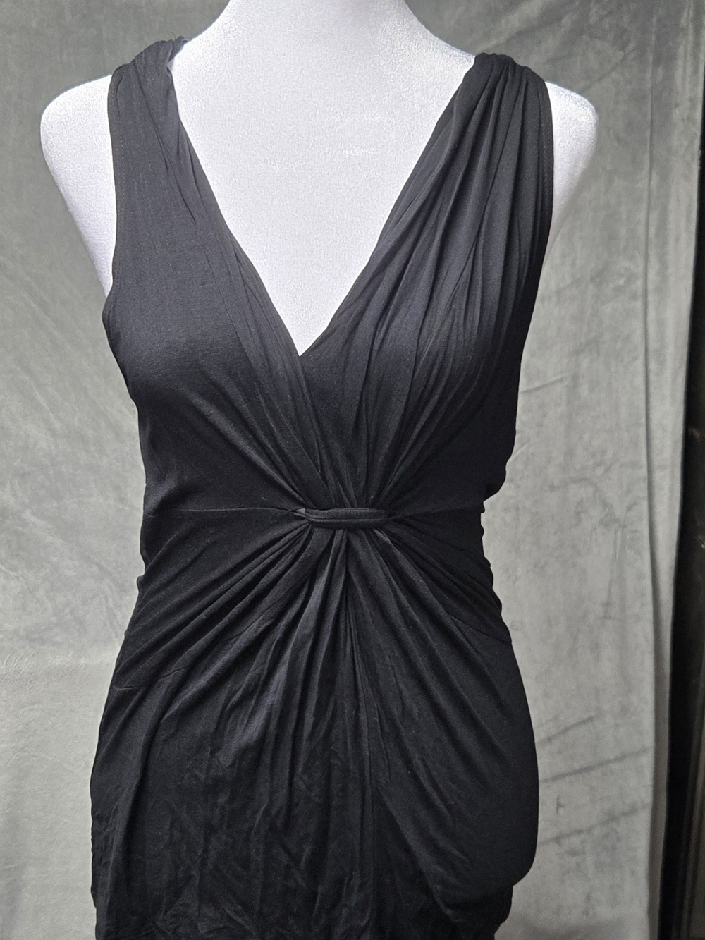 The Perfect Black Sleeveless Twist-Front Shirt